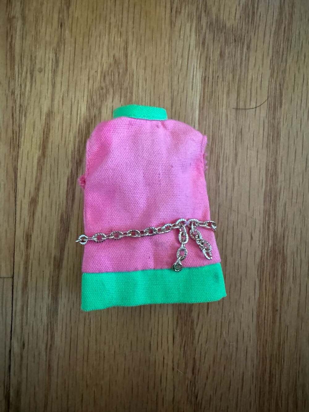 Vtg Topper Dawn Rare Variant Dancing Jessica Pink Green Mini Dress Chain Belt